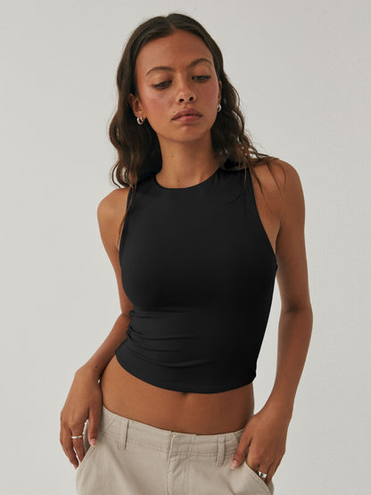 Round Neck Cropped Tank-Angel Casuals