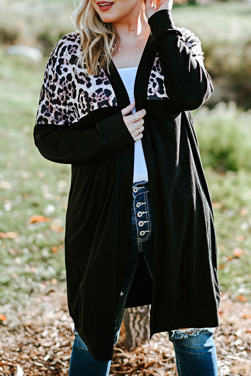 Plus Size Open Front Dropped Shoulder Cardigan-Angel Casuals