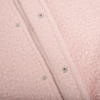 Double Take Plush Mock Neck Snap Down Jacket with Pockets-Angel Casuals