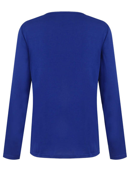 Half Button Long Sleeve T-Shirt-Angel Casuals