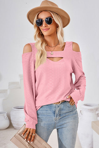 Cutout Square Neck Cold Shoulder T-Shirt-Angel Casuals