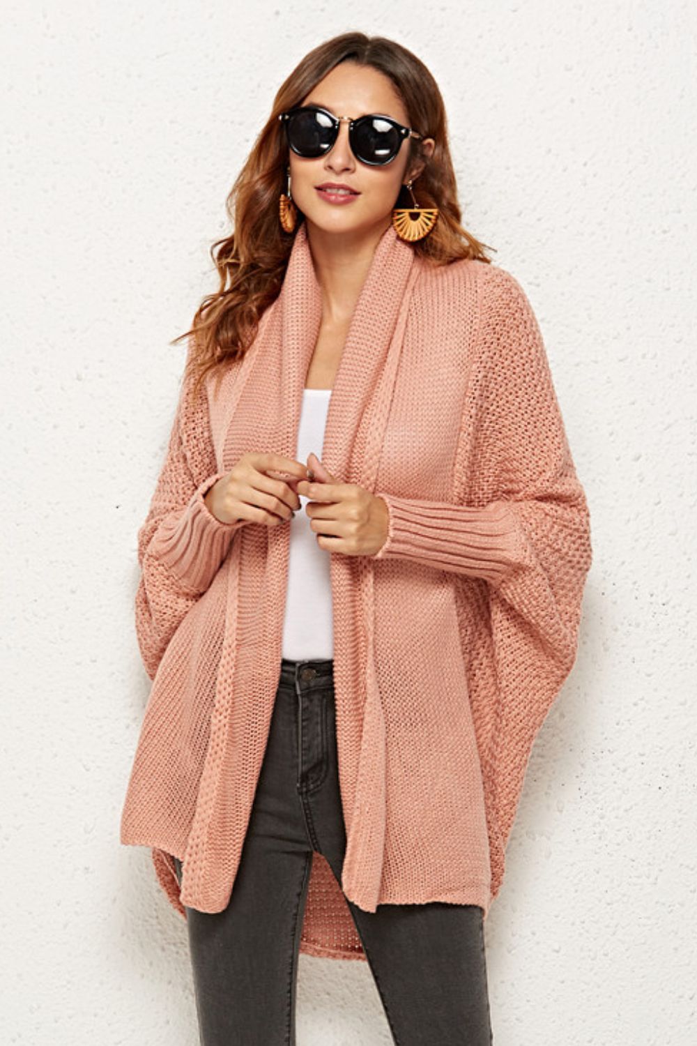 Open Front Dolman Sleeve Longline Cardigan-Angel Casuals