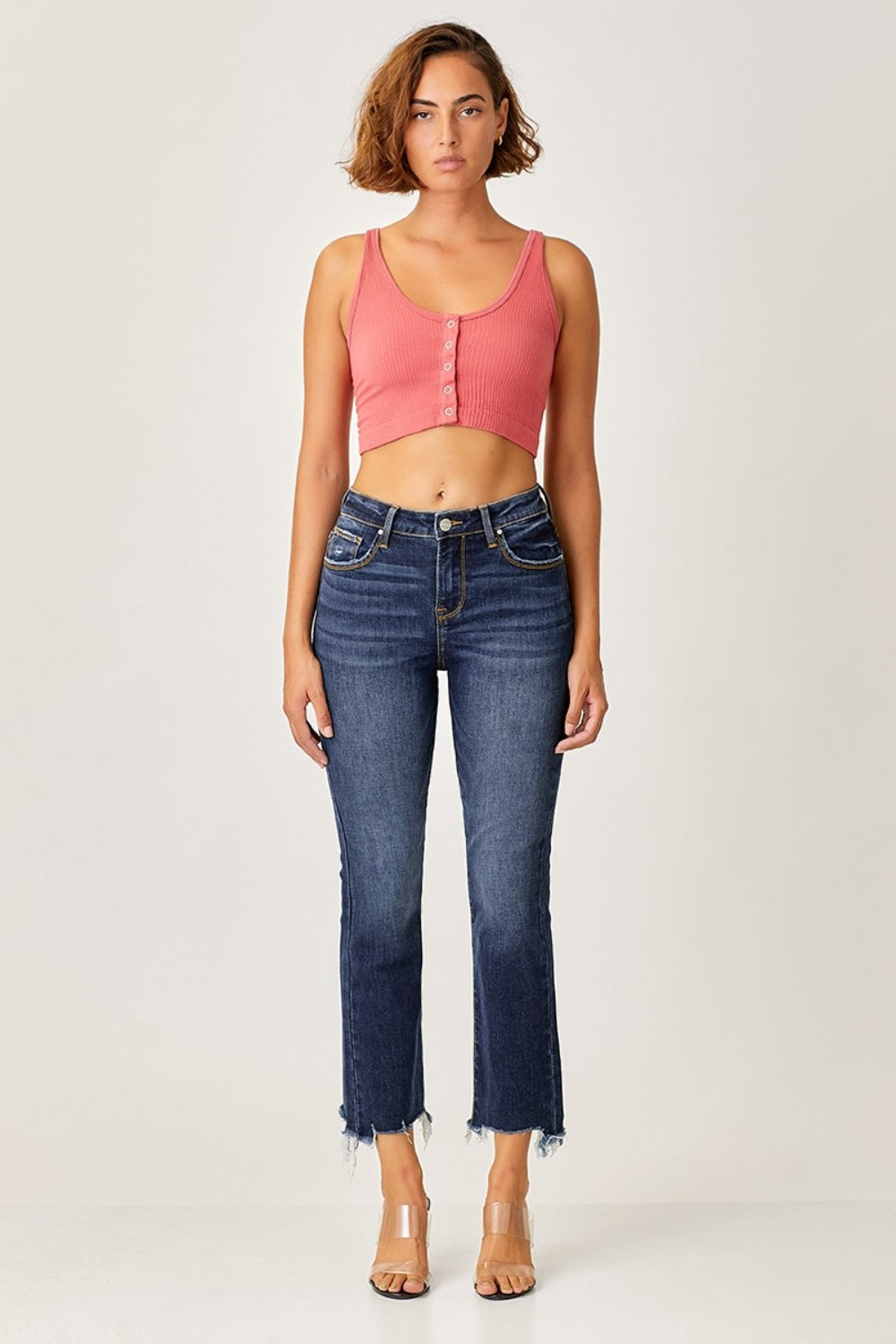 Risen Full Size Frayed Hem Cropped Straight Jeans-Angel Casuals