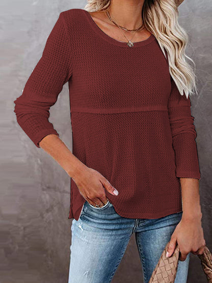 Cutout Round Neck Long Sleeve T-Shirt-Angel Casuals