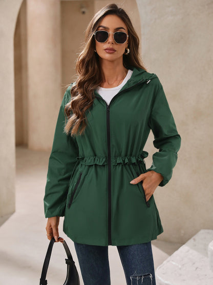 Ivy Lane Outdoor Waterproof Long Sleeve Hooded Windbreaker-Angel Casuals