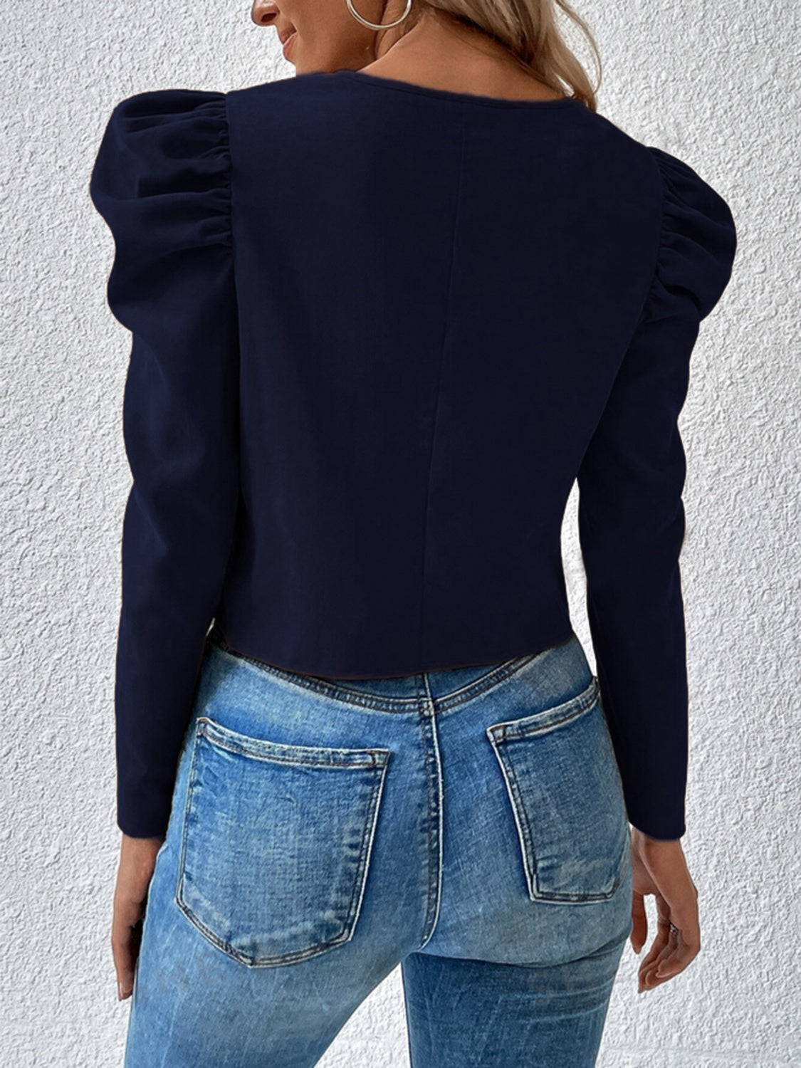Zip Up Puff Sleeve Jacket-Angel Casuals