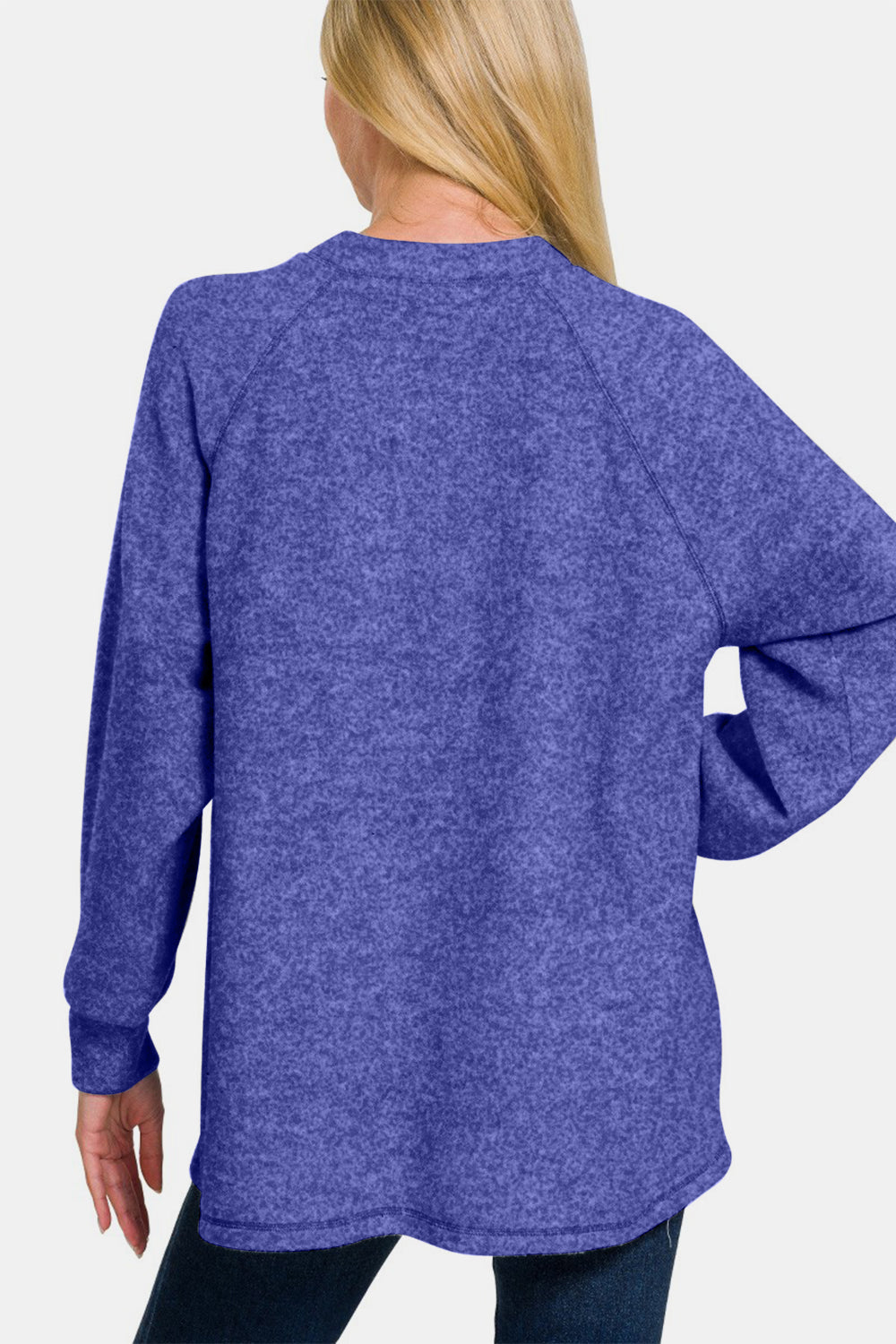 Zenana Full Size Brushed Melange Hacci High-Low Sweater-Angel Casuals