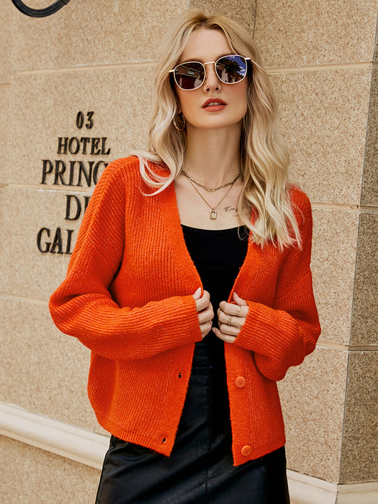 Dropped Shoulder Button Up Cardigan-Angel Casuals