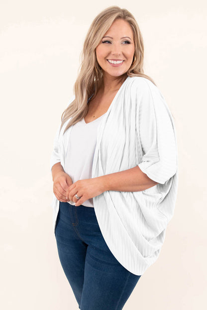 Plus Size Ribbed Cocoon Cover Up-Angel Casuals