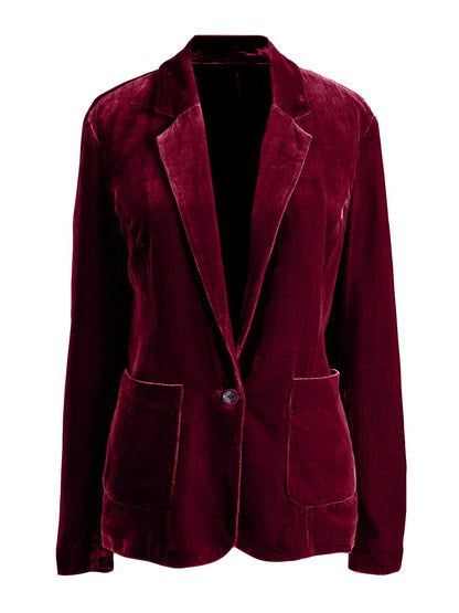 Pocketed Button Up Lapel Collar Blazer-Angel Casuals