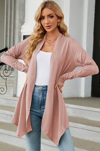 Open Front Long Sleeve Cardigan-Angel Casuals