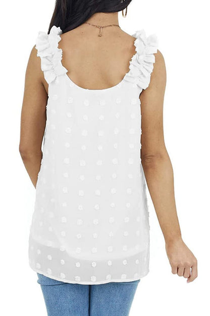 Full Size Swiss Dot V-Neck Tank-Angel Casuals