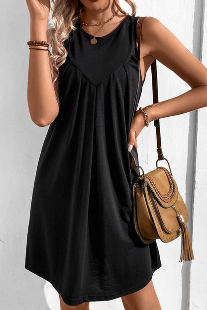 Round Neck Sleeveless Mini Dress-Angel Casuals