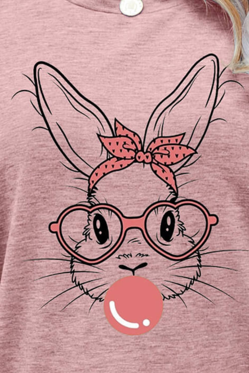 Easter Bunny Graphic Round Neck T-Shirt-Angel Casuals