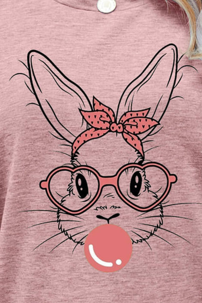 Easter Bunny Graphic Round Neck T-Shirt-Angel Casuals