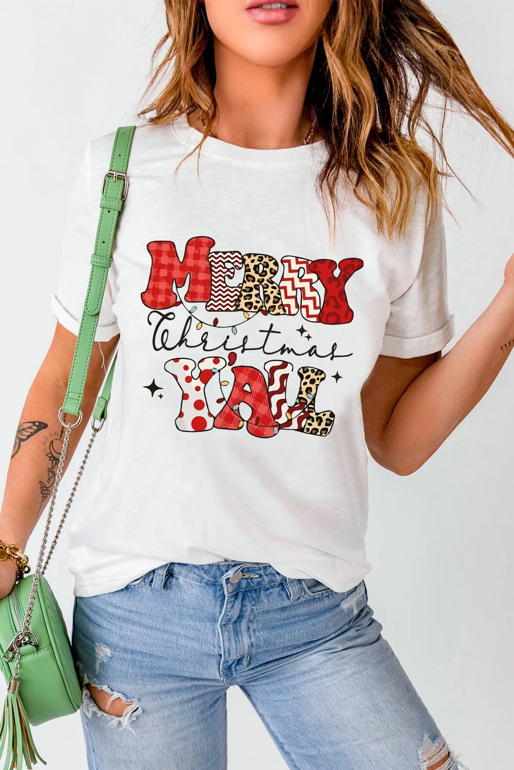 Letter Graphic Round Neck Short Sleeve T-Shirt-Angel Casuals