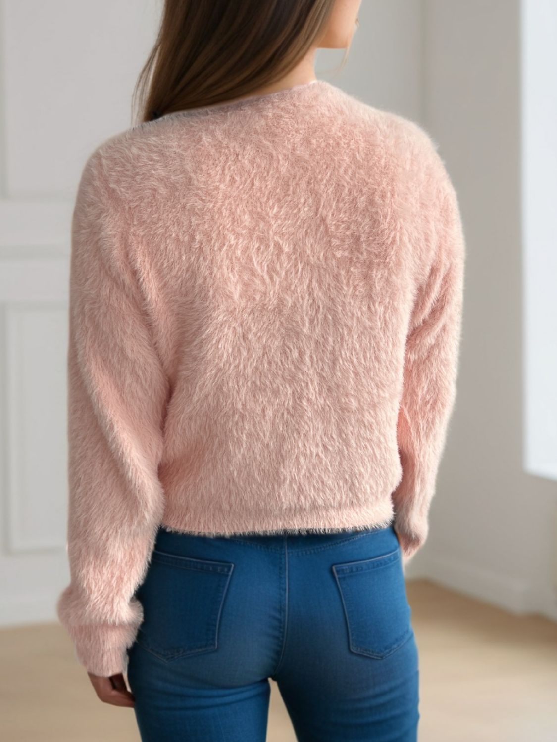 Cutout Knot Button Long Sleeve Cardigan-Angel Casuals