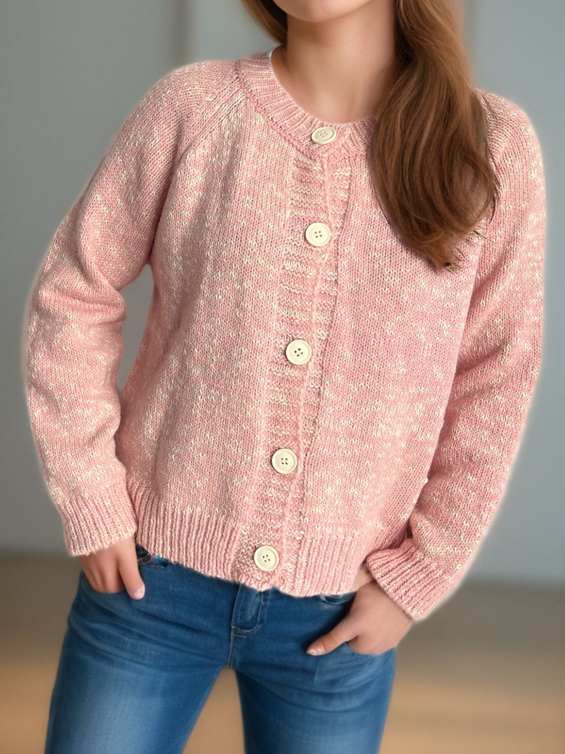 Heathered Button Down Long Sleeve Cardigan-Angel Casuals