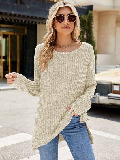 Round Neck Long Sleeve T-Shirt-Angel Casuals