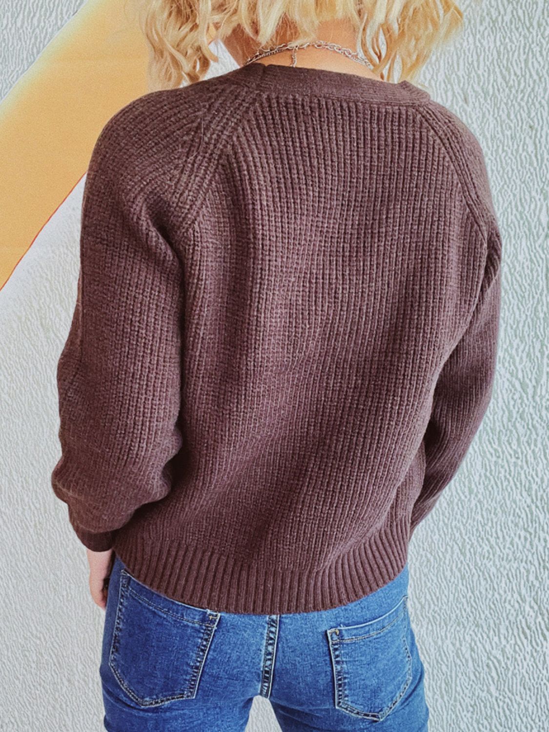 Cable-Knit V-Neck Button Down Long Sleeve Cardigan-Angel Casuals