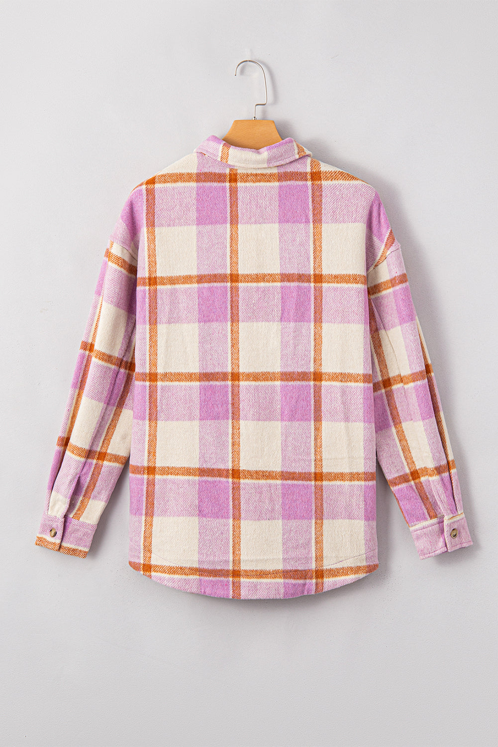 Plaid Corduroy Pockets Brushed Checkered Shacket-Angel Casuals