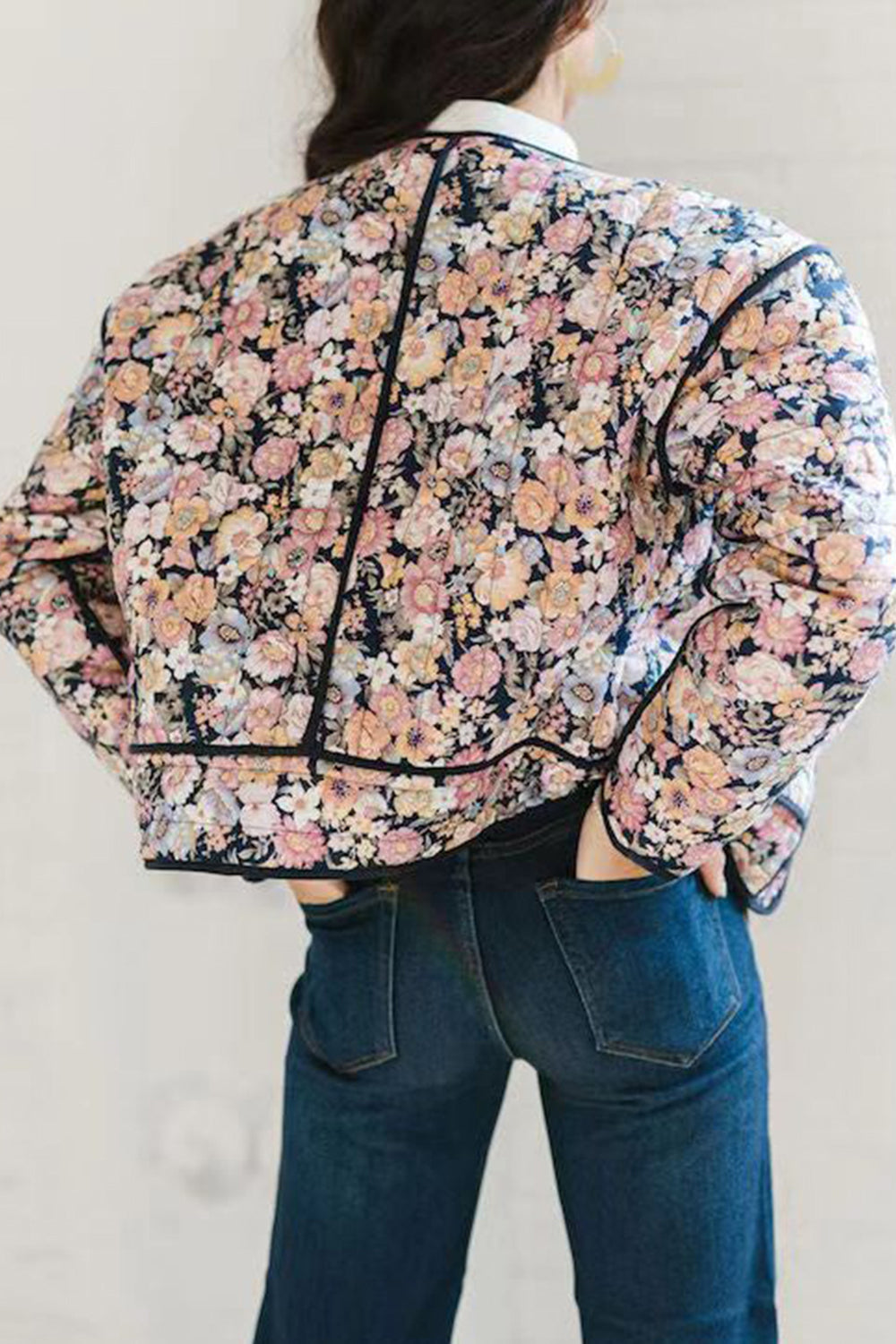 Floral Button Up Long Sleeve Winter Coat-Angel Casuals