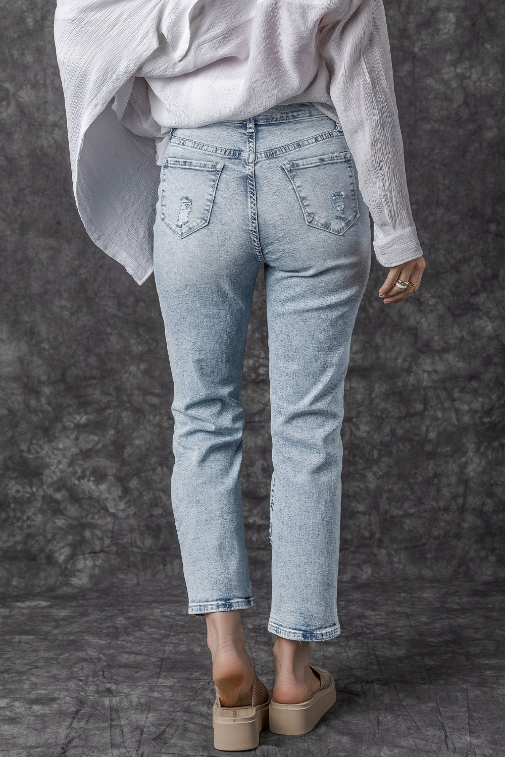 Distressed High Waist Jeans-Angel Casuals