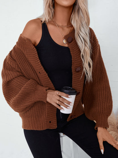 Button Down Long Sleeve Cardigan-Angel Casuals