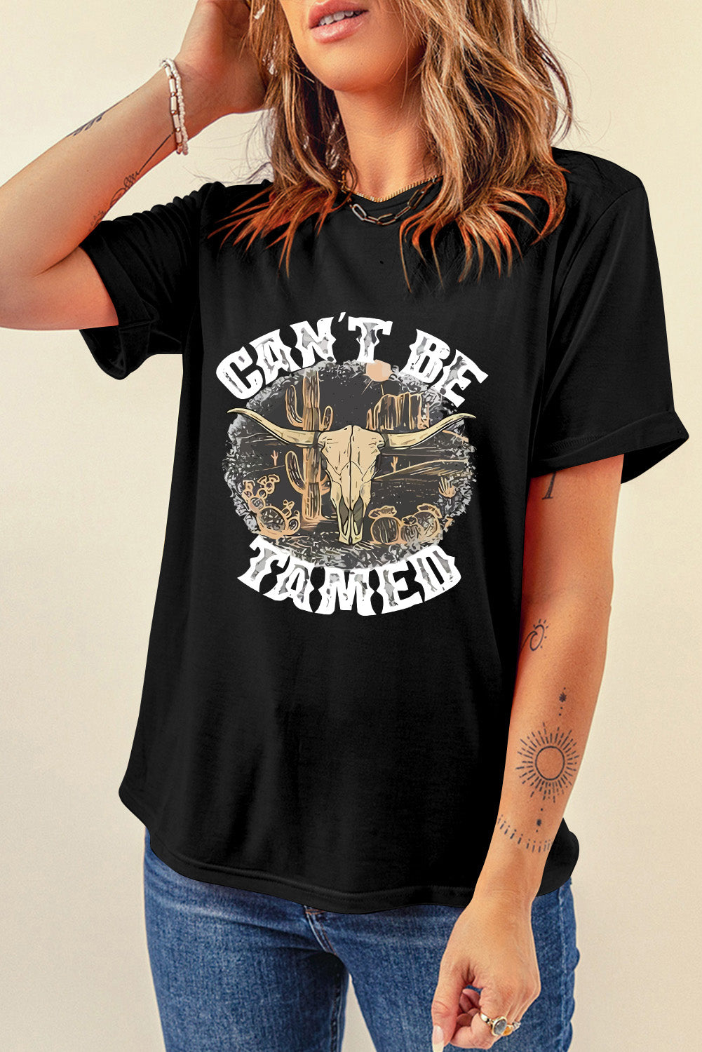 Graphic Round Neck Short Sleeve T-Shirt-Angel Casuals