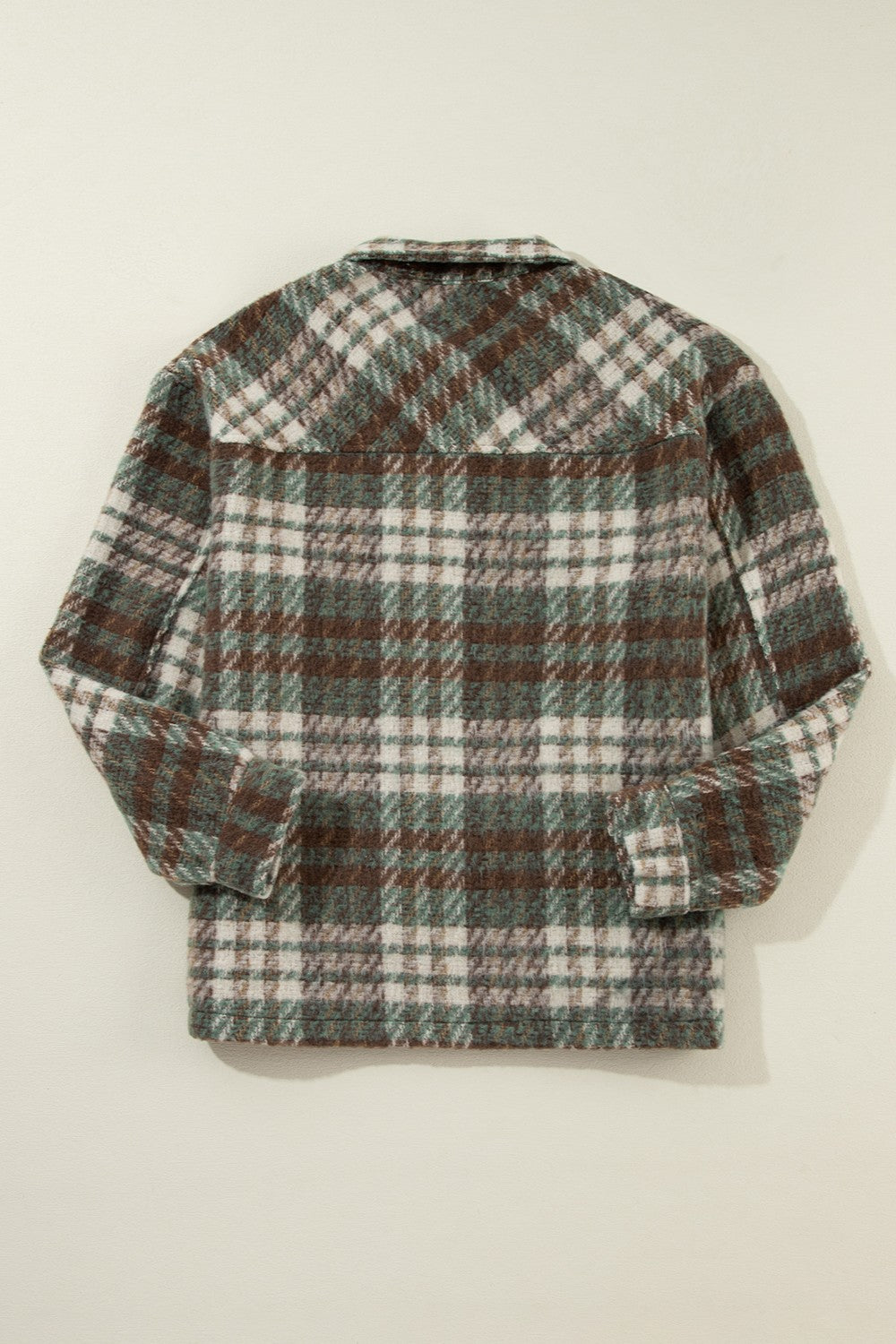 Plaid Button Up Long Sleeve Jacket-Angel Casuals