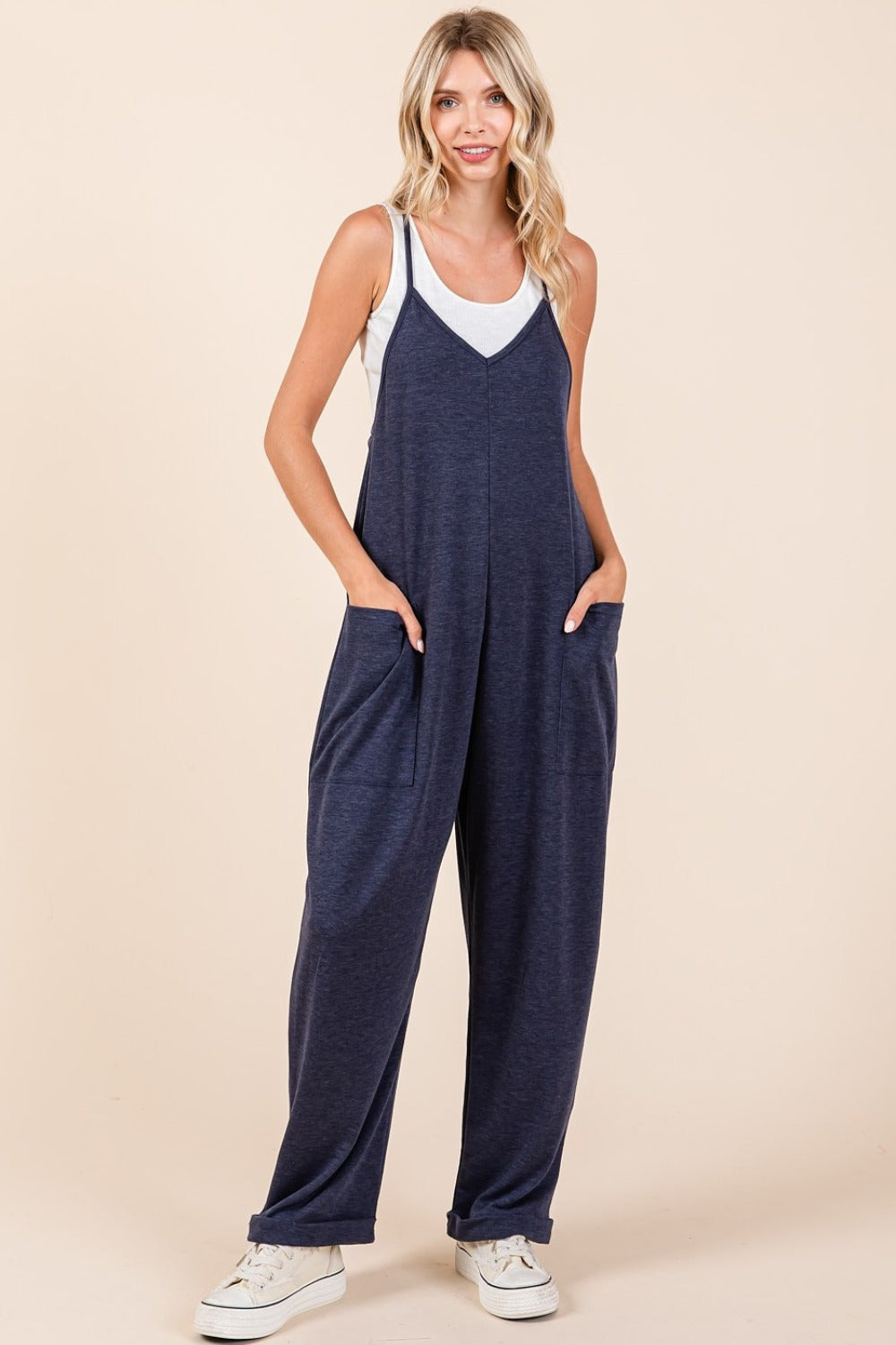 Mittoshop Patch Pocket Wide Leg Sleeveless Jumpsuit-Angel Casuals