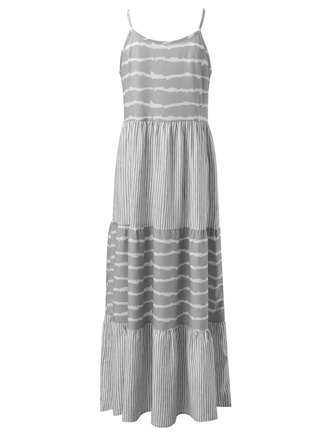 Tiered Striped Sleeveless Cami Dress-Angel Casuals