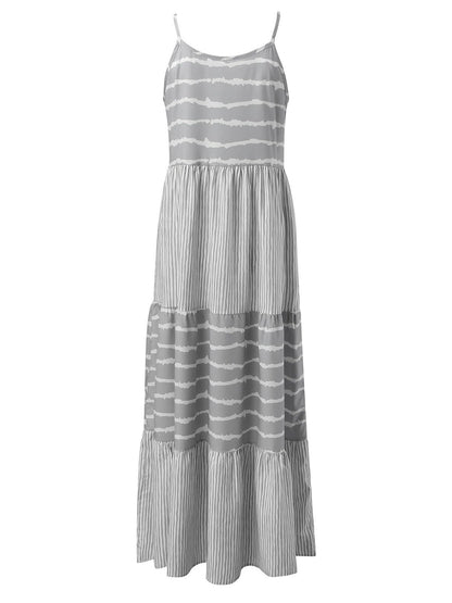 Tiered Striped Sleeveless Cami Dress-Angel Casuals