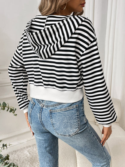 Striped Zip Up Long Sleeve Jacket-Angel Casuals