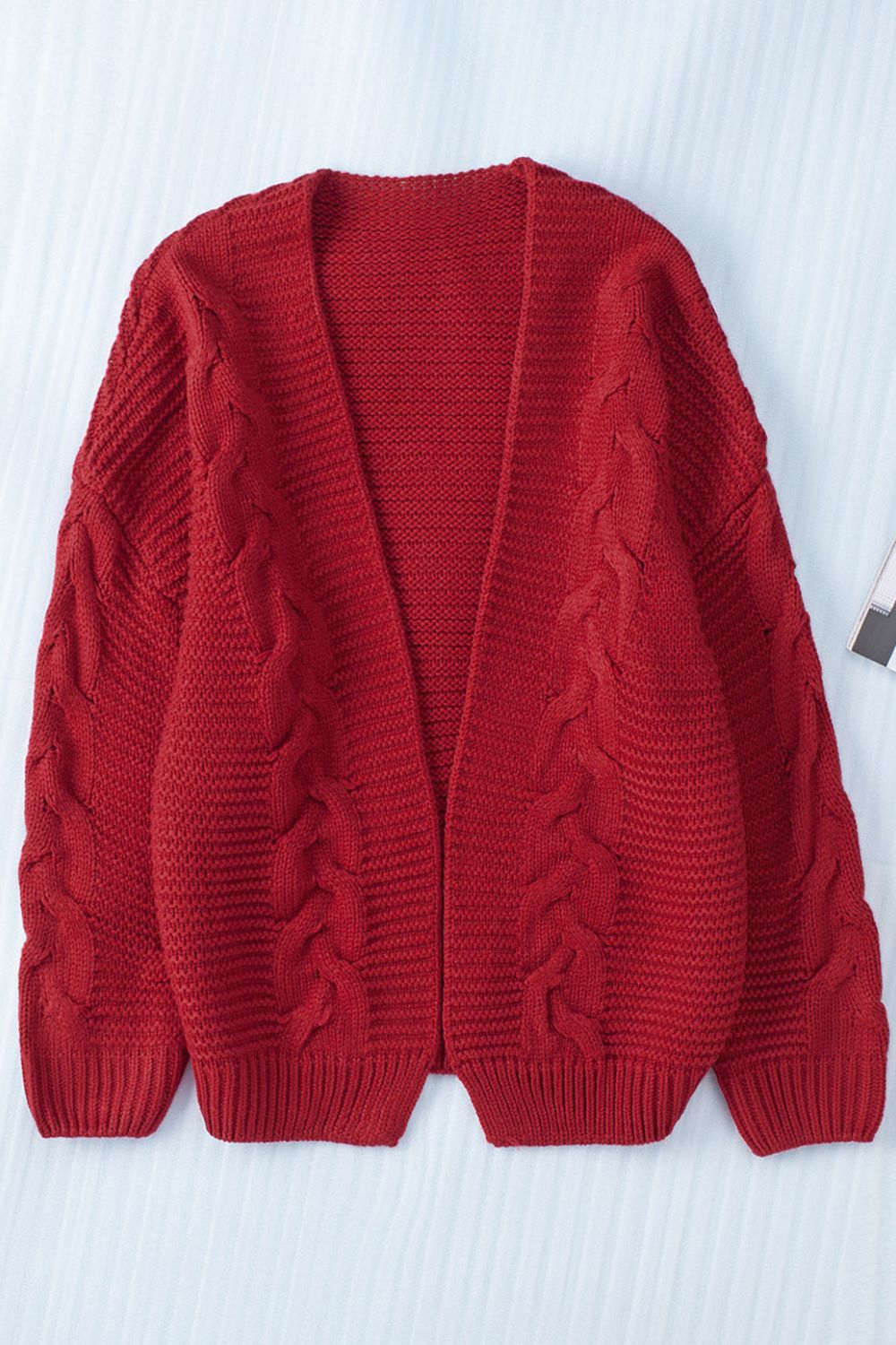 Cable-Knit Open Front Cardigan-Angel Casuals