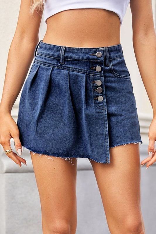 Raw Hem Denim skort-Angel Casuals