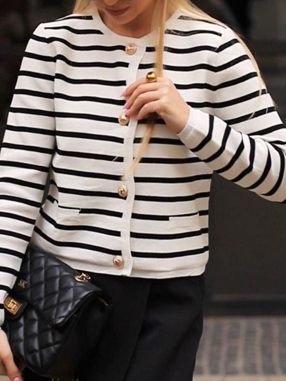 Striped Button Down Long Sleeve Cardigan-Angel Casuals