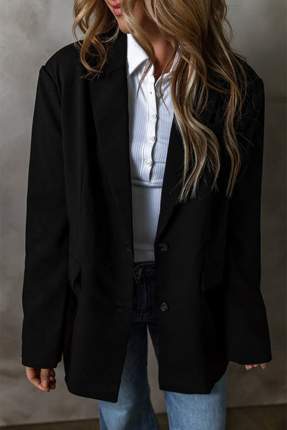 Button Up Long Sleeve Blazer-Angel Casuals