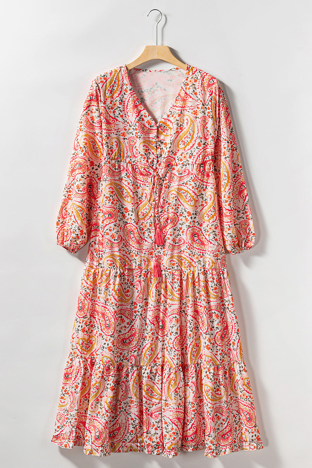 Paisley V-Neck Tied Dress-Angel Casuals