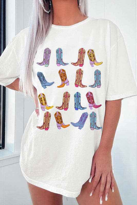 Boots Round Neck Half Sleeve Oversize T-Shirt-Angel Casuals