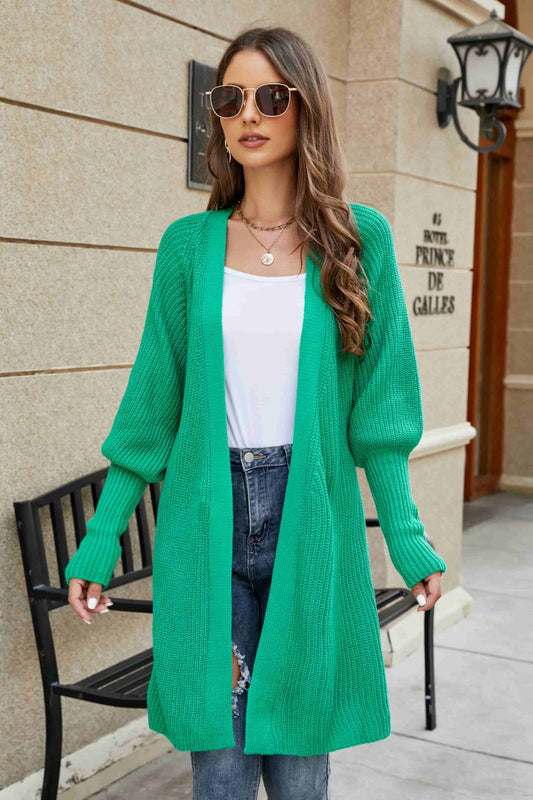 Open Front Lantern Sleeve Cardigan-Angel Casuals