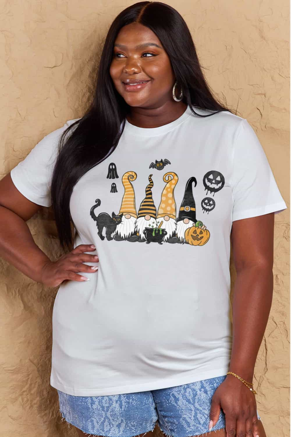 Simply Love Full Size Halloween Theme Graphic Cotton T-Shirt-Angel Casuals