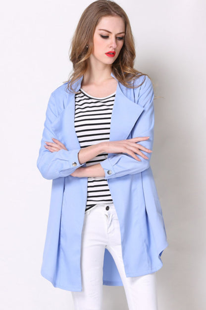 Full Size Open Front Longline Trench Coat-Angel Casuals