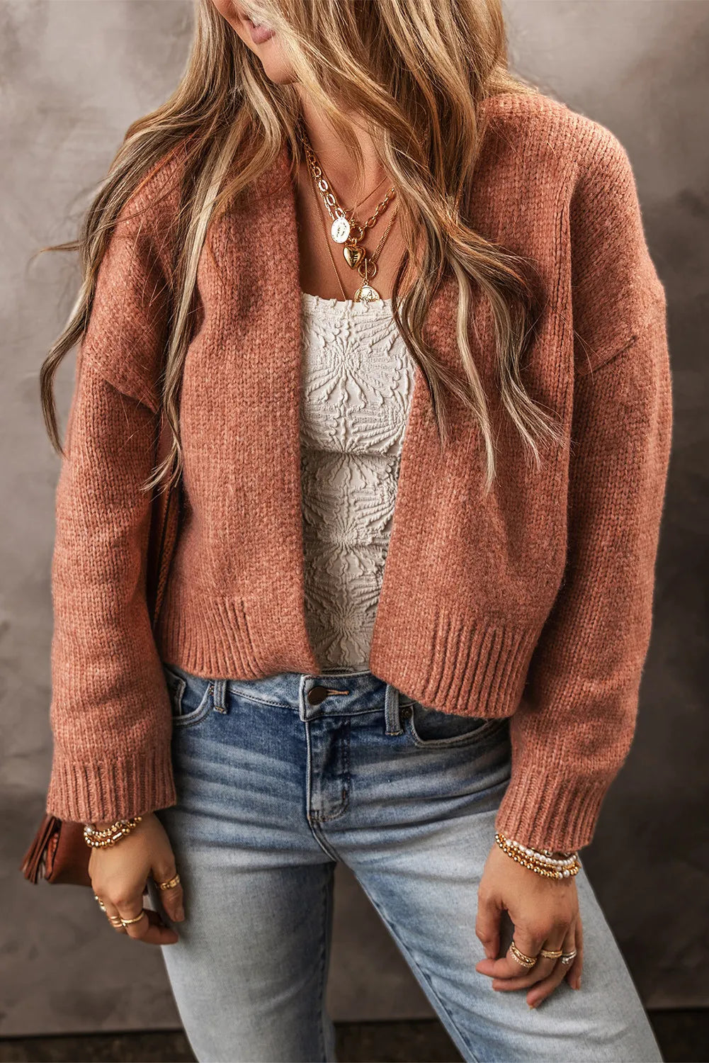 Open Front Dropped Shoulder Cardigan-Angel Casuals