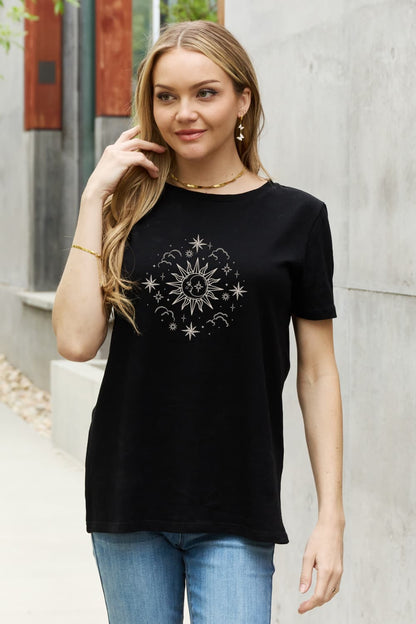 Simply Love Full Size Celestial Graphic Short Sleeve Cotton Tee-Angel Casuals