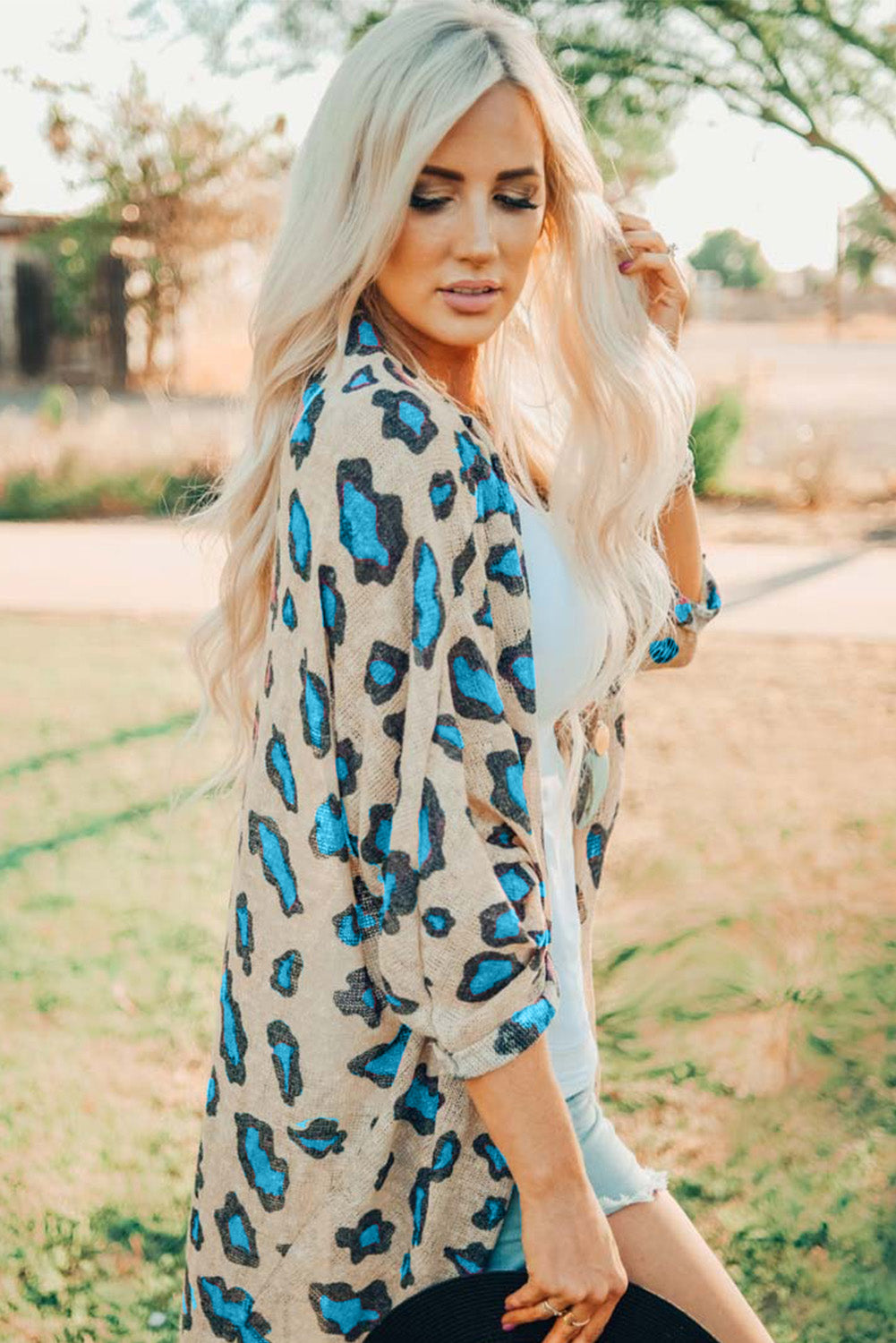 Printed Open Front Half Sleeve Cardigan-Angel Casuals