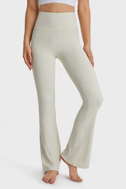 Elastic Waist Flare Yoga Pants-Angel Casuals