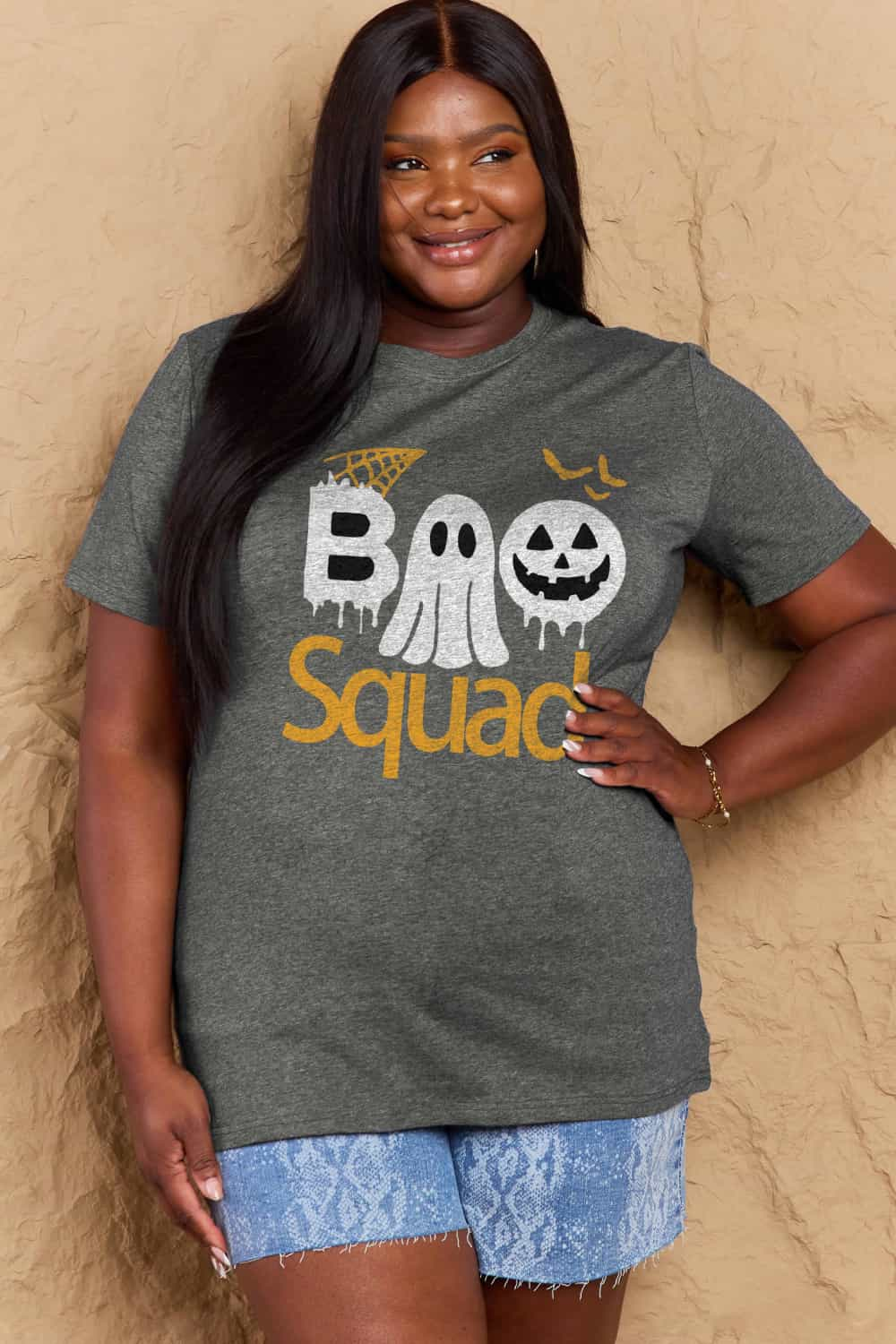 Simply Love Full Size BOO SQUAD Graphic Cotton T-Shirt-Angel Casuals