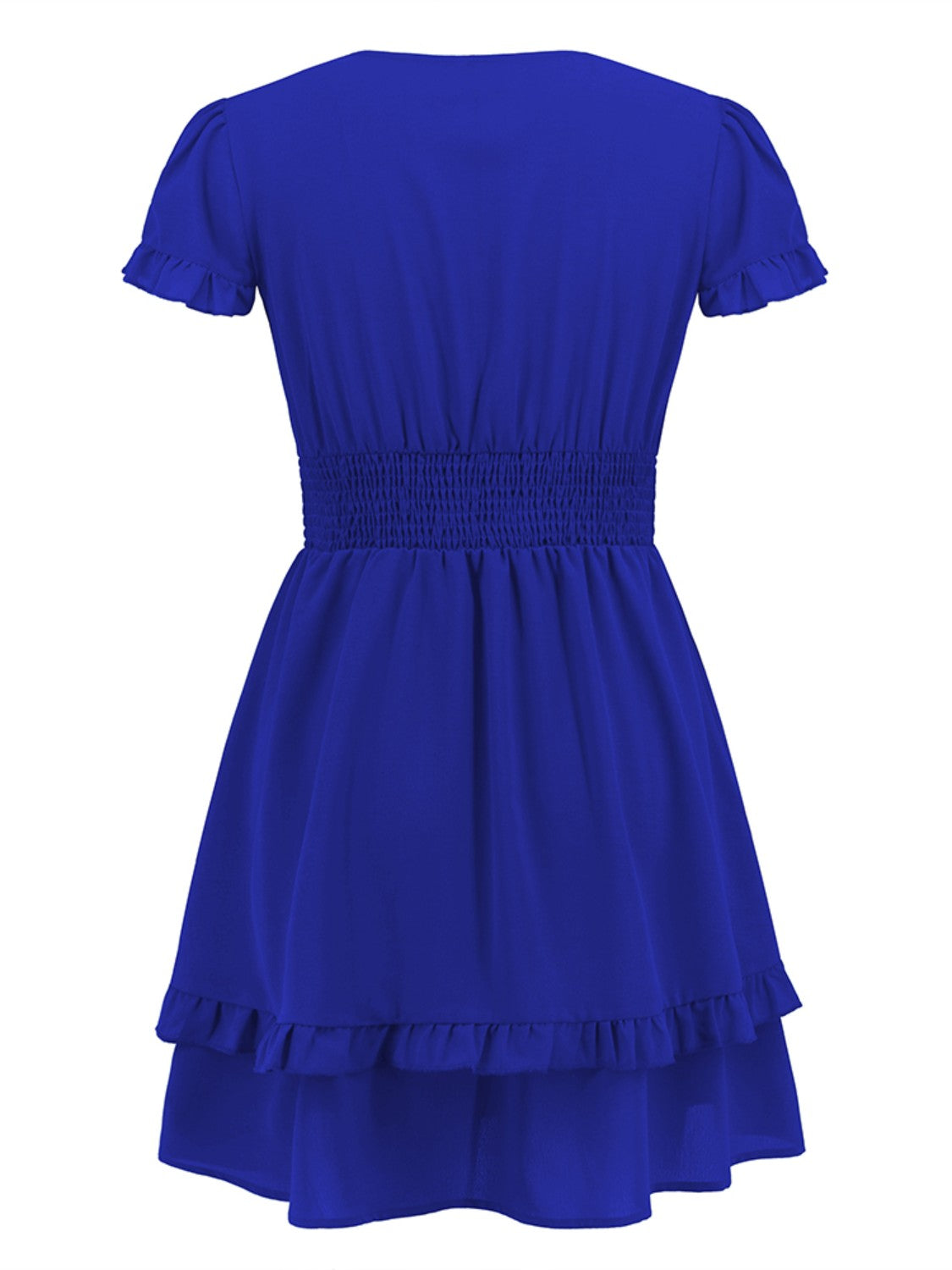 Tied V-Neck Tiered Mini Dress-Angel Casuals