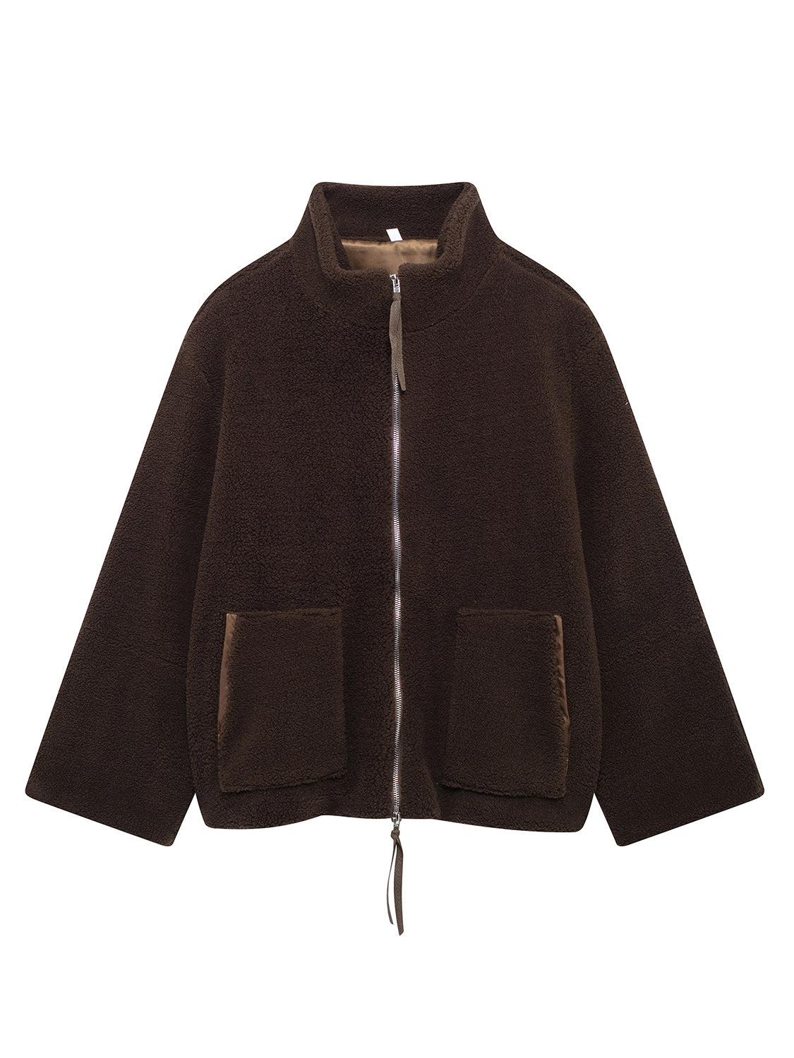 Turtleneck Zip Up Long Sleeve Plush Jacket-Angel Casuals